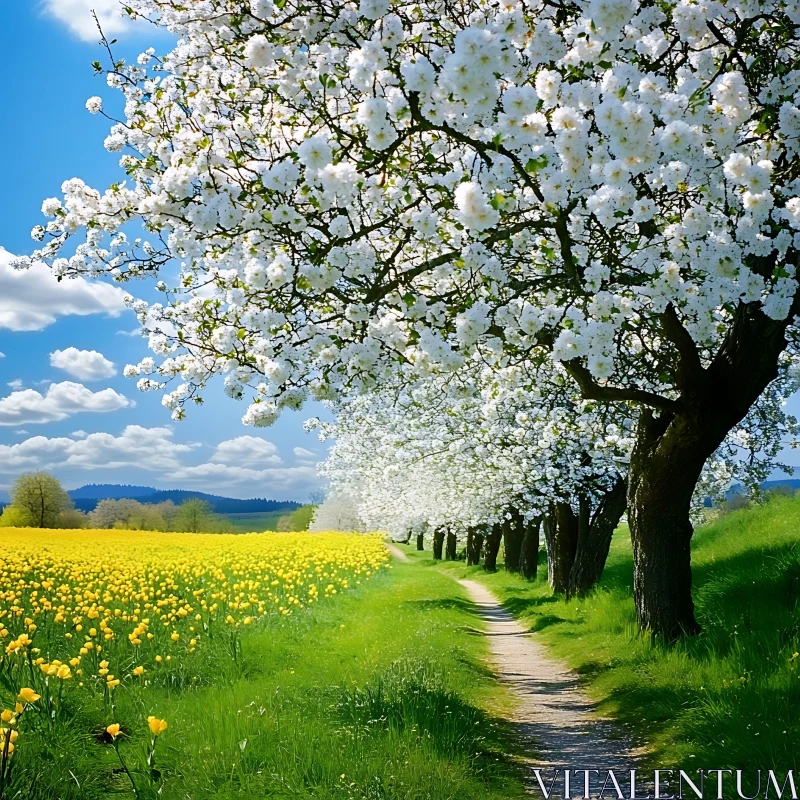 AI ART Spring Blossom Path