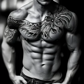 Elaborate Tattoo Designs on Muscular Chest