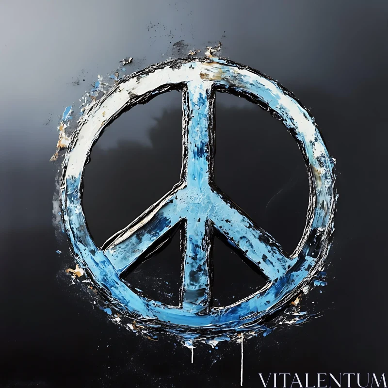 AI ART Distressed Peace Sign on Dark Backdrop