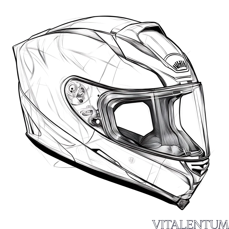 Motorcycle Helmet Line Art AI Image