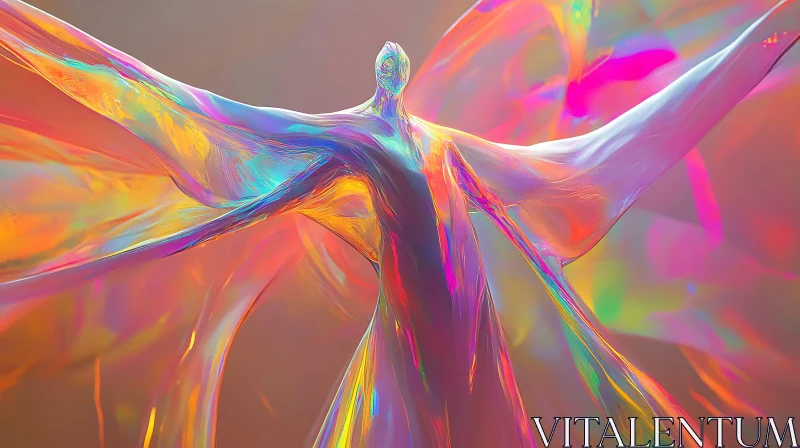 AI ART Rainbow Angel: An Iridescent Abstract