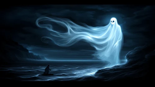 Ghostly Encounter by the Shore