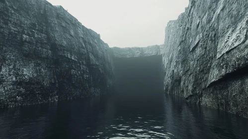 Mystical Rock Canyon with Dark Water