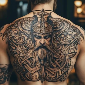 Norse-Inspired Back Tattoo