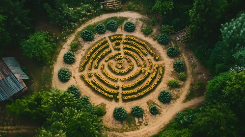 Aerial View of Sunflower Labyrinth