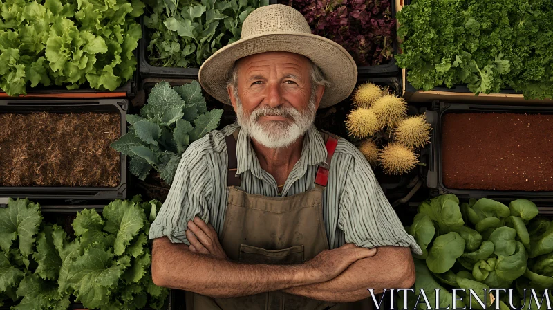 Portrait of a Farmer with Fresh Produce AI Image