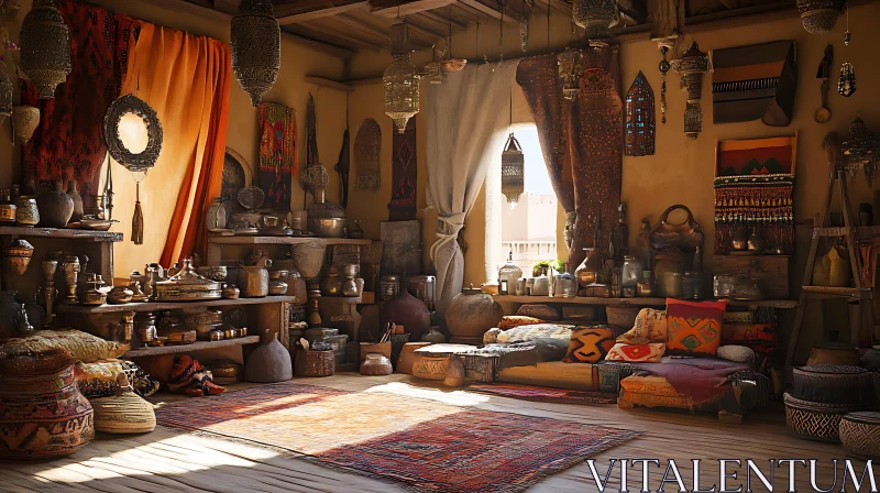 AI ART Bohemian Interior with Oriental Accents