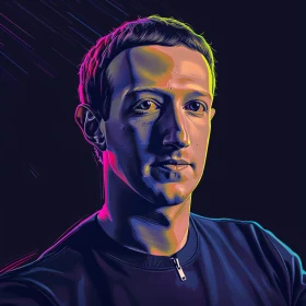 Mark Zuckerberg Vibrant Digital Illustration