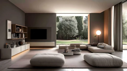 Minimalist Home Interior with Garden View