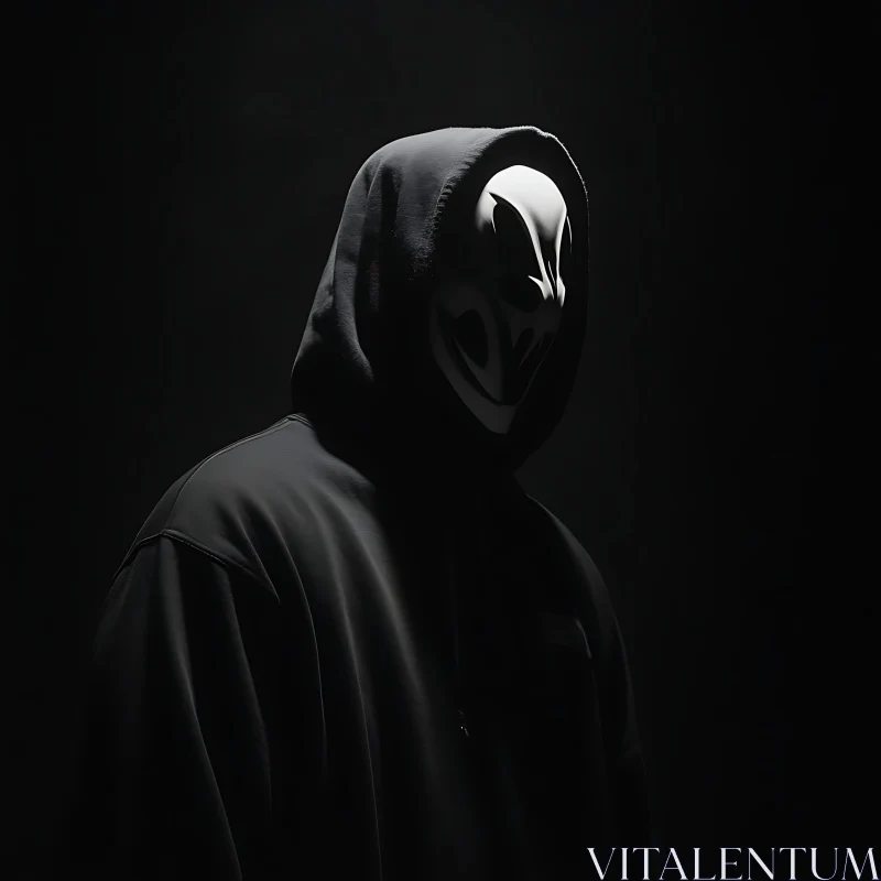 AI ART Masked Figure in Dark Hoodie