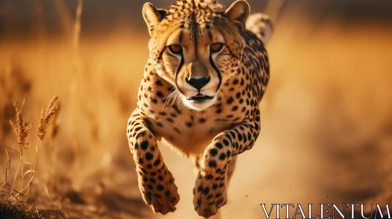 Chasing Life: Cheetah on the Prowl in a Field AI Image