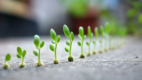 Line of Green Seedlings