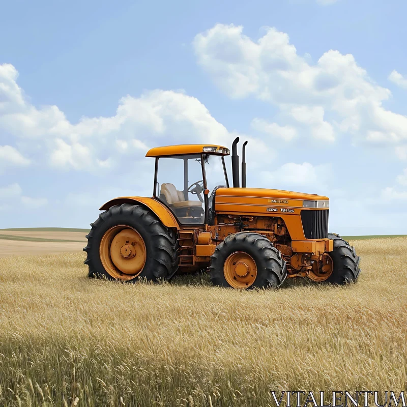 AI ART Tractor in the golden field