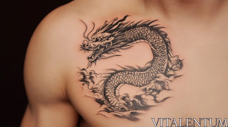 Fierce Dragon Tattoo on Upper Torso AI Image