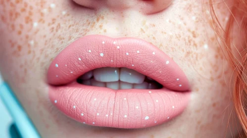 Delicate Pop Art: Close-up of a Woman's Lips with Light Pink Lipstick