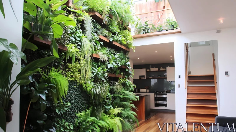 Vertical Garden in Modern Home Interior AI Image