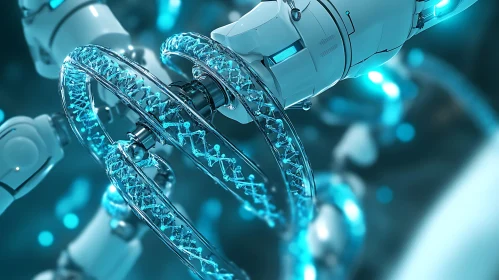 Futuristic Robotic Arm and DNA