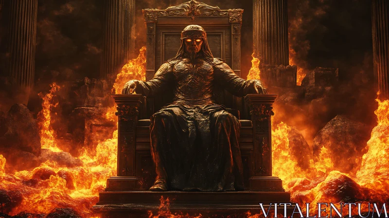 AI ART Ruler of Flames on Throne