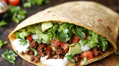 Mouth-Watering Taco with Avocado and Ground Meat