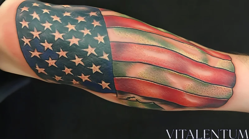 Patriotic American Flag Tattoo AI Image