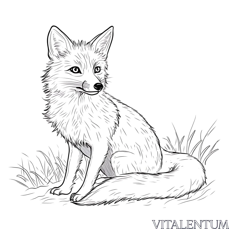 Fox Illustration with Detailed Line Work AI Image