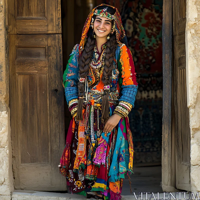 AI ART Colorful Traditional Clothing Portrait