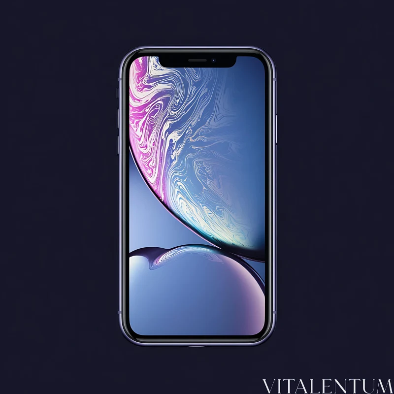 Mobile Phone with Swirling Color Pattern AI Image