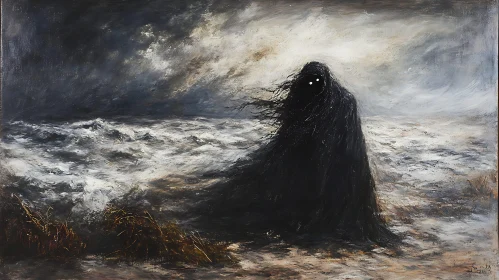 Dark Figure by the Sea