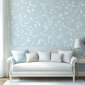 White Sofa in a Floral Room