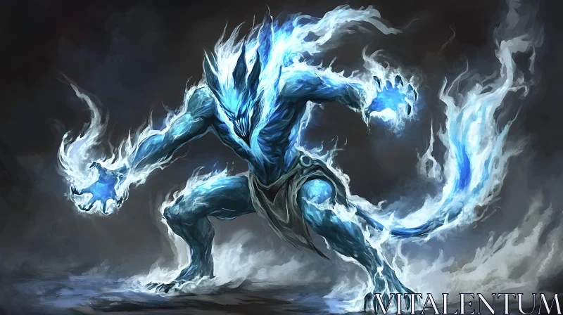 AI ART Ethereal Blue Creature Fantasy Art