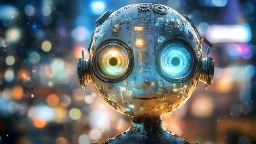 Asymmetrical Eyed Robot in Bokeh Dreamscape