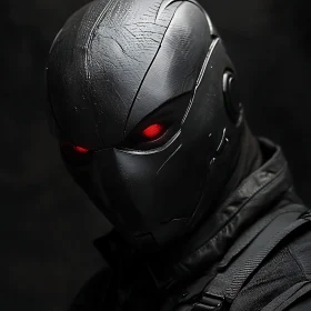 Futuristic Cyborg Mask with Red Eyes