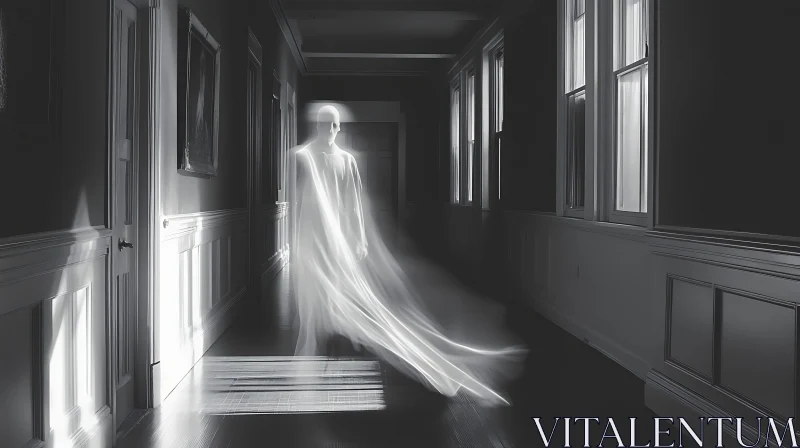 AI ART Spectral Figure in Dimly Lit Hallway