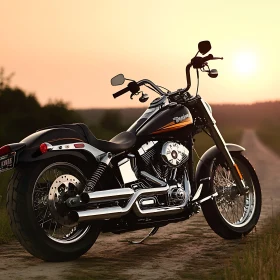 Classic Motorcycle on a Dirt Road
