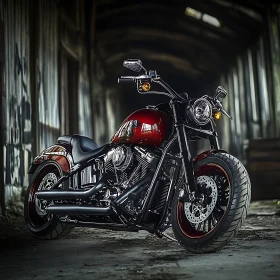 Classic Motorcycle in Dark Alley