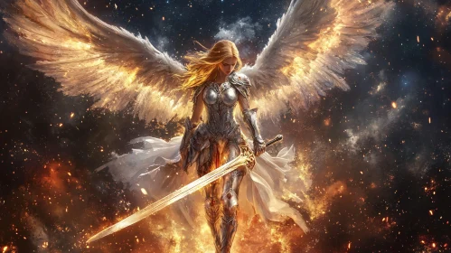 Winged Warrior Angel with Sword