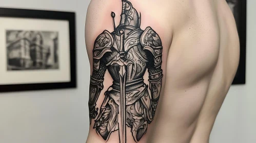 Detailed Knight in Armour Tattoo