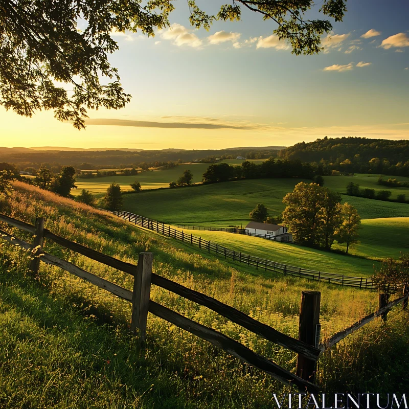 Golden Hour Countryside Vista AI Image