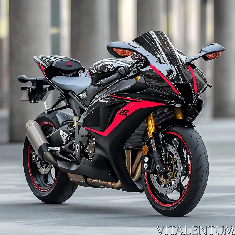 Black and Red Yamaha Sportbike AI Image