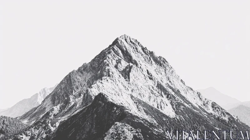 AI ART Monochrome Mountain Peaks