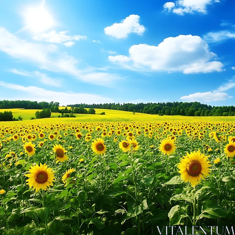 AI ART Golden Sunflowers in a Summer Meadow