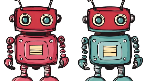 Colorful Cartoon Robots Illustration