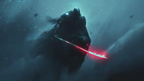 Dark Warrior with Red Sword