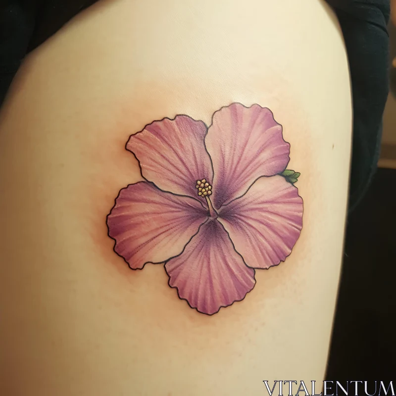 Pink Hibiscus Tattoo Art on Skin AI Image