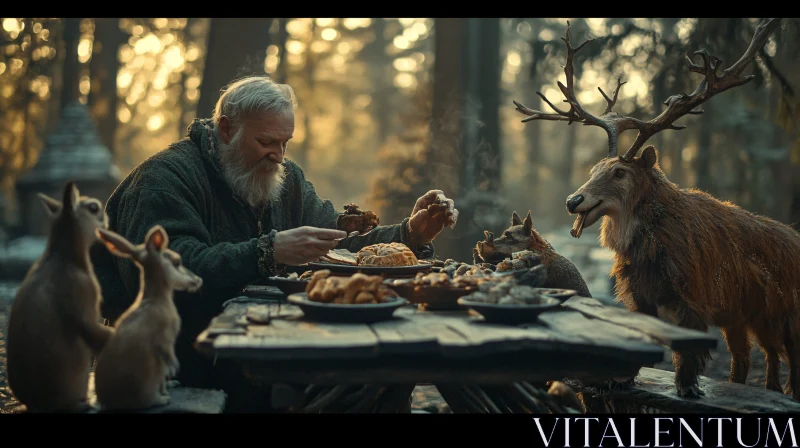 AI ART Old Man's Woodland Feast