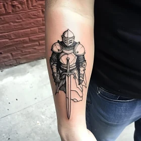 Medieval Armored Knight Tattoo Design