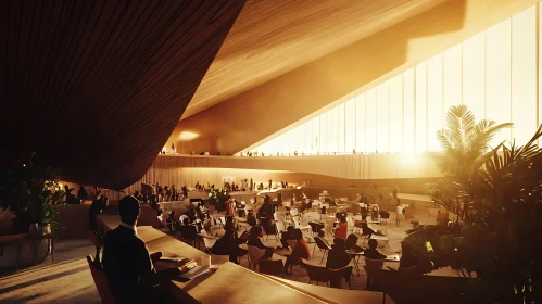 Sunlit Gathering in Architectural Space