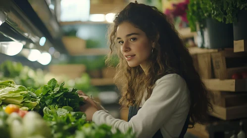 Contemplative Woman with Vegetables