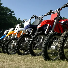 Colorful Motorbikes in a Row