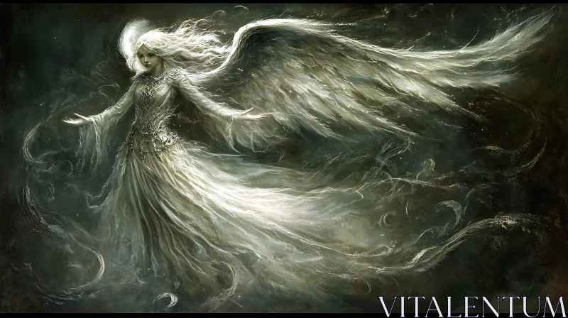 AI ART Angel with White Wings Art